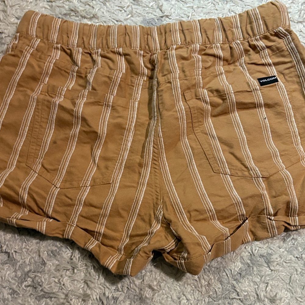 Volcom Brown and White Striped Shorts